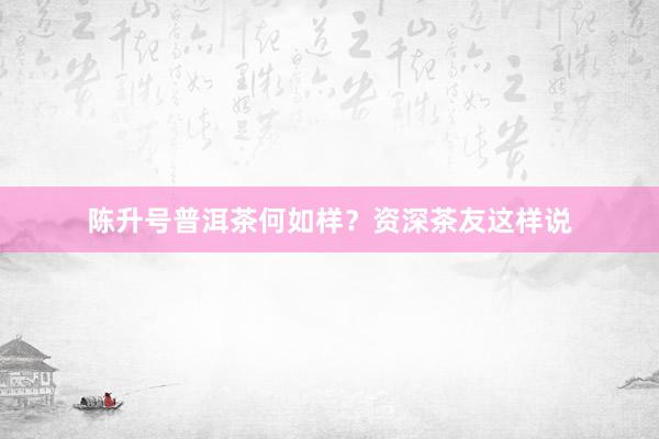 陈升号普洱茶何如样？资深茶友这样说