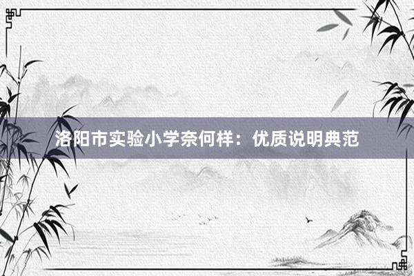 洛阳市实验小学奈何样：优质说明典范